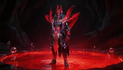 Dark contours, crimson-infused souls! 