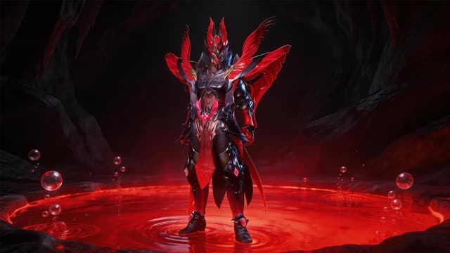 Dark contours, crimson-infused souls! 